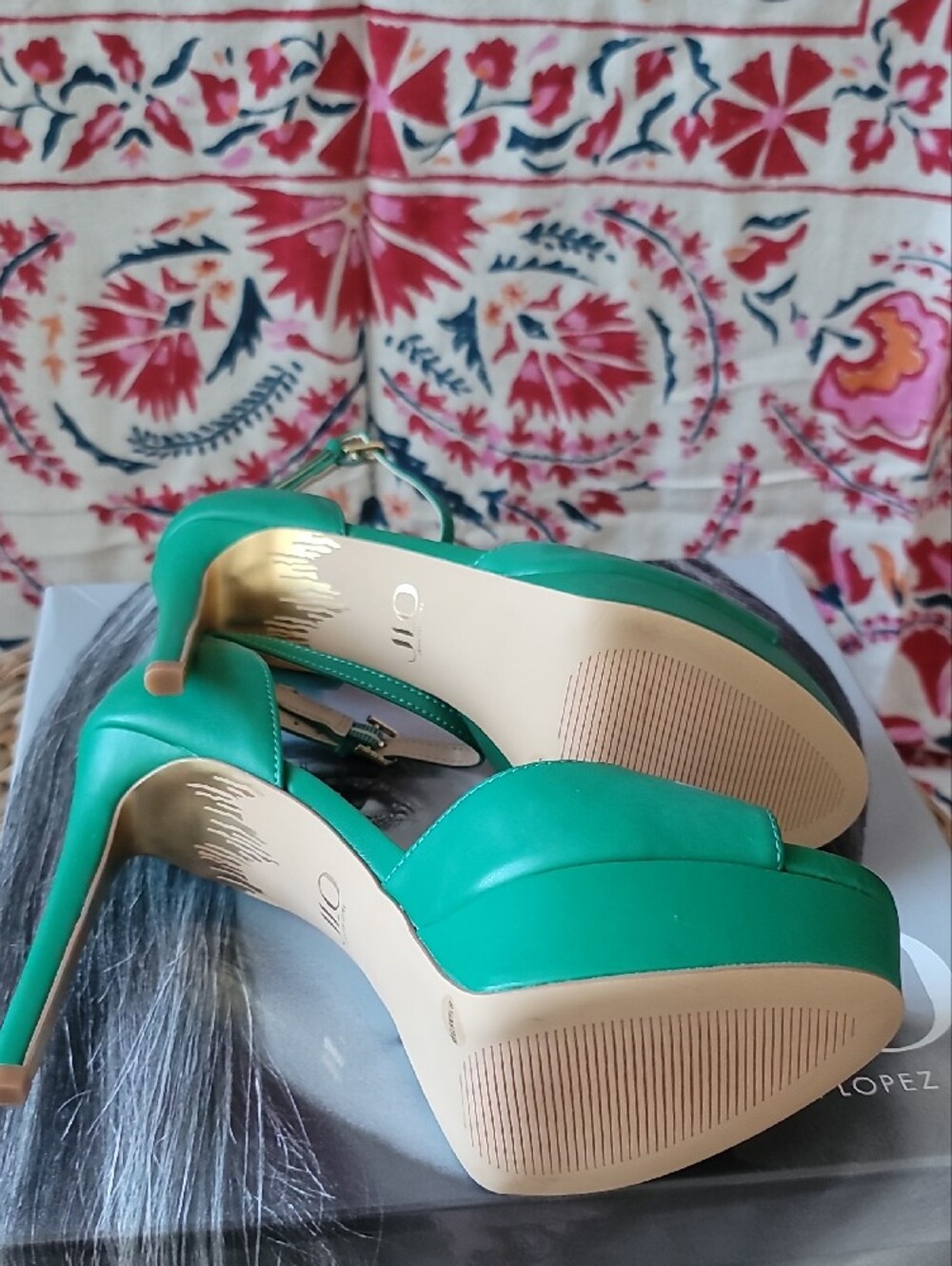 NWT J Lo Whimsgoth Emerald Open Toe Ankle-Strap Platform Stiletto Heel - Picture 5 of 14